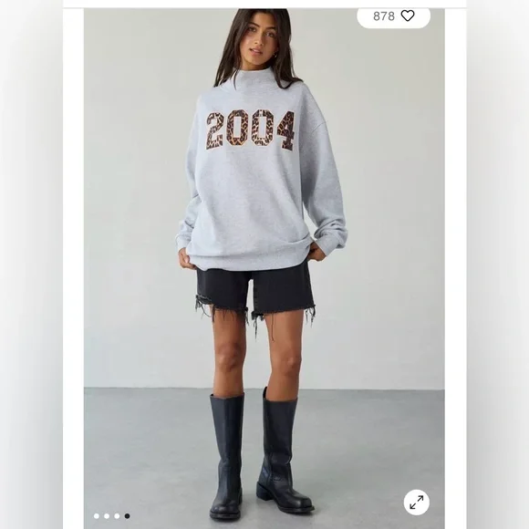 Urban Outfitters 2004 Leopard Print Graphic Fleece Mock Neck Pullover. NWT. - Picture 3 of 4